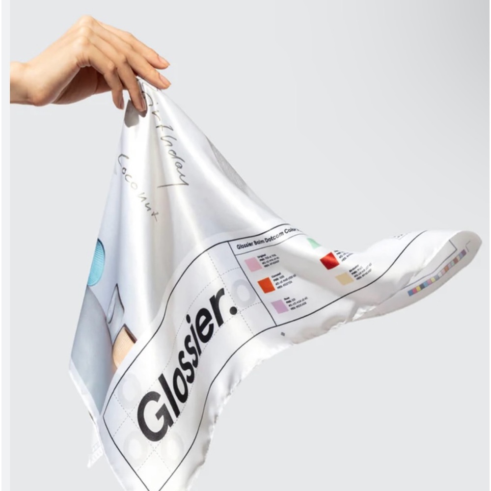 Glossier balm dotcom scarf, Handkerchief, Makeup design New in packaging